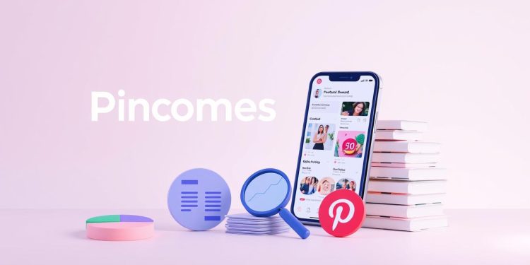 A well-lit, high-resolution image of the "Pincomes" brand logo against a clean, minimalist background. In the foreground, various optimization strategies for a business account are depicted visually - such as a pie chart showing content performance metrics, a magnifying glass highlighting search keywords, and a stack of digital analytics reports. In the middle ground, a stylized Pinterest app interface showcases the account profile and board designs. The background features a soft, gradient-based color scheme that evokes a sense of professionalism and digital productivity.